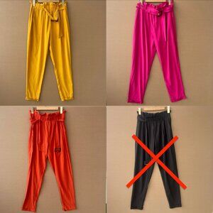 High Waisted Paper Bag Waist Trousers Relaxed Straight Leg Pants Boho Belted